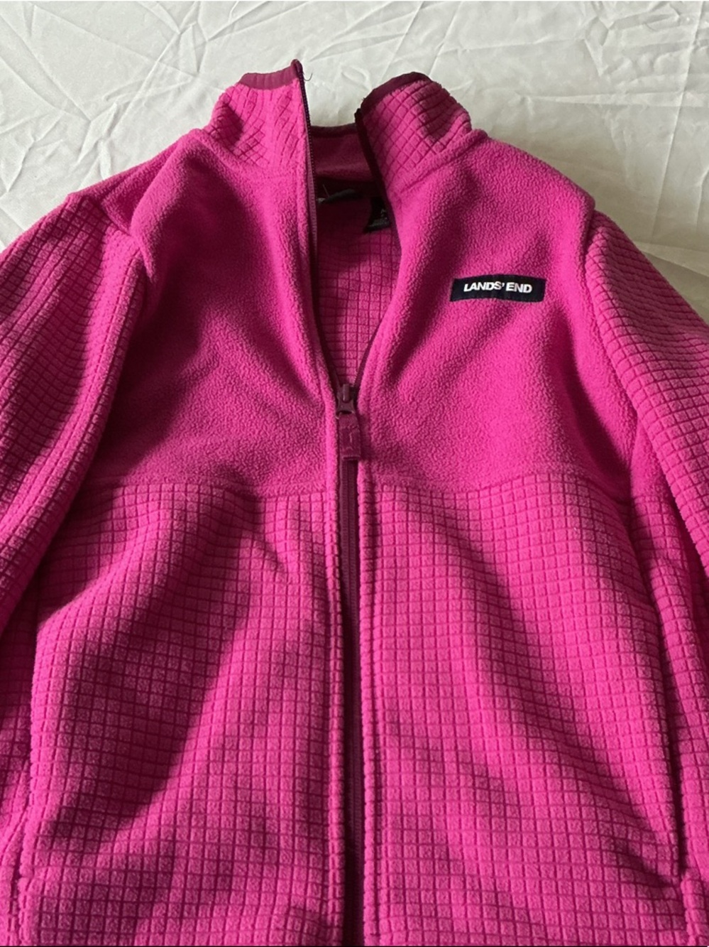 Lands' End Vibrant Fuchsia Full-Zip Grid Fleece